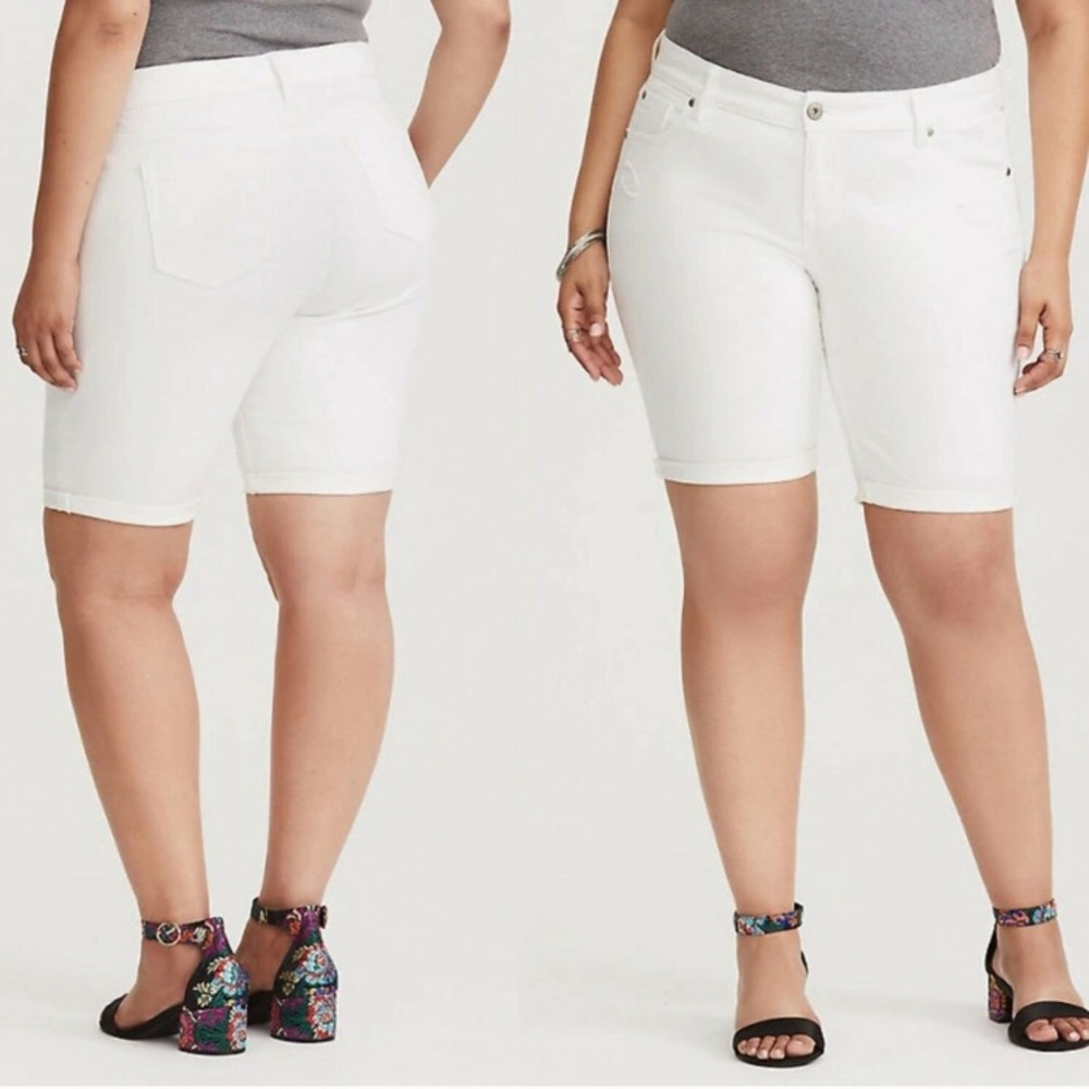 Torrid white Bermuda denim shorts